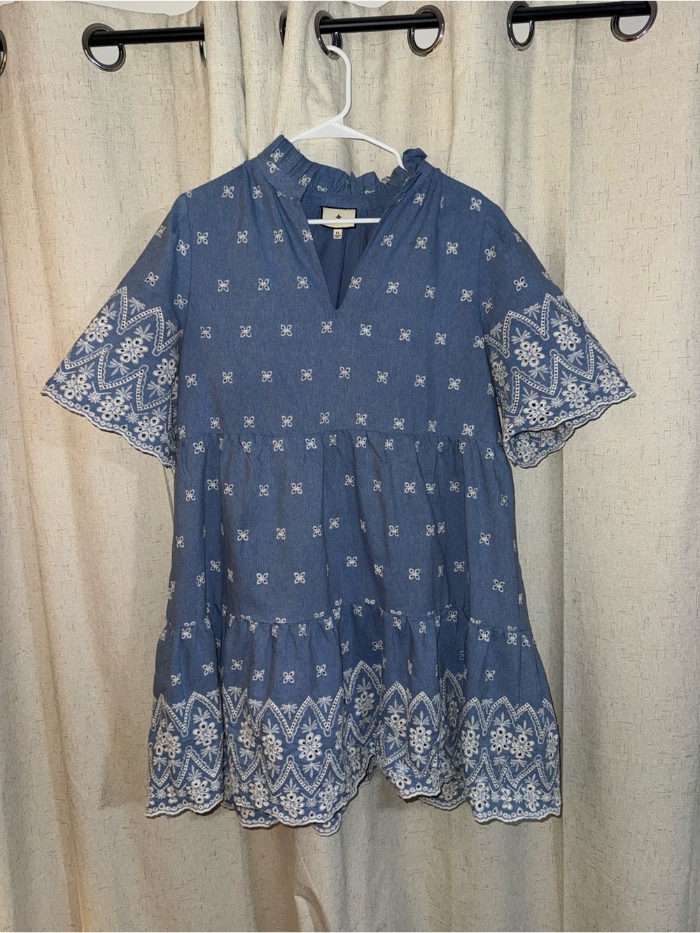 Tuckernuck Blue Embroidered Tiered Dress